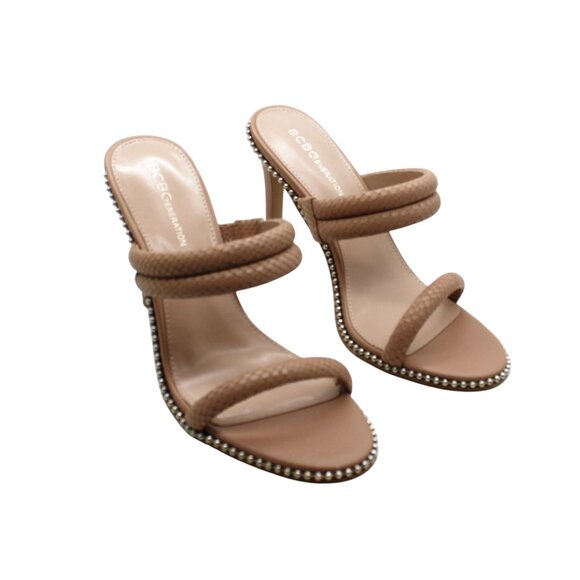 Bcbgeneration Women's Jenni Snake-Embossed Heel Sandals - Tan - Size 9 - Picture 2 of 9